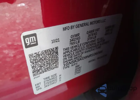 2022 Chevrolet Tahoe 4Wd Premier from USA, damaged, VIN 1GNSKSKD9NR106066